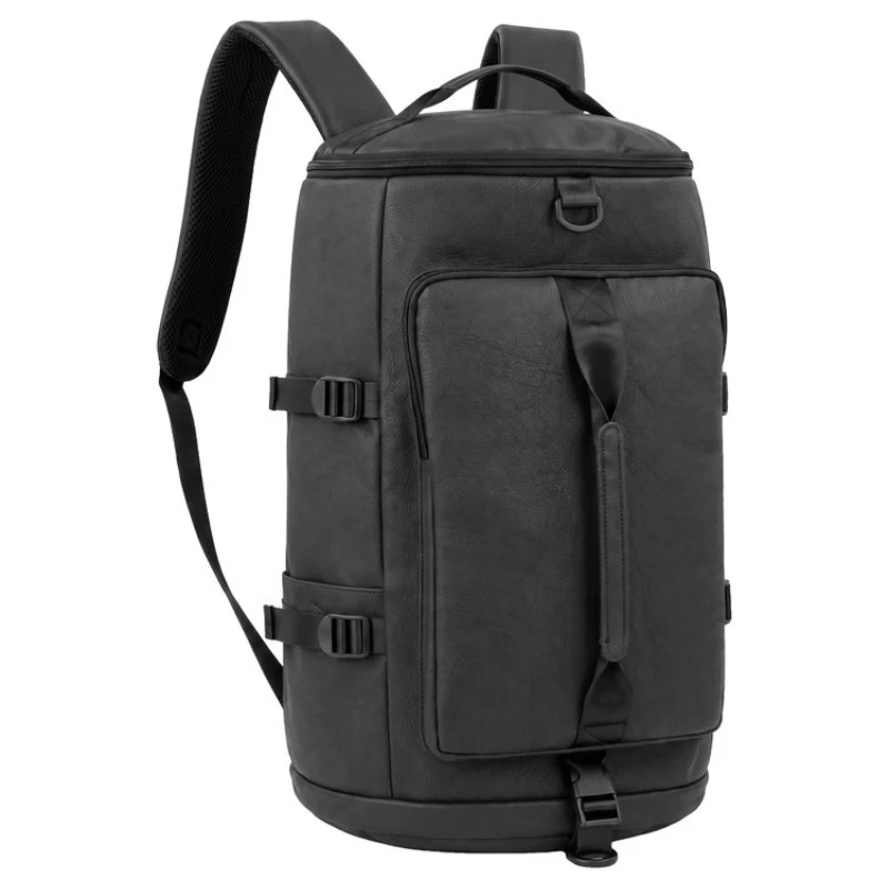 Men's Nylon Backpack Waterproof Travel Daypack Black Large Capacity Rucksack for Business College Outdoor