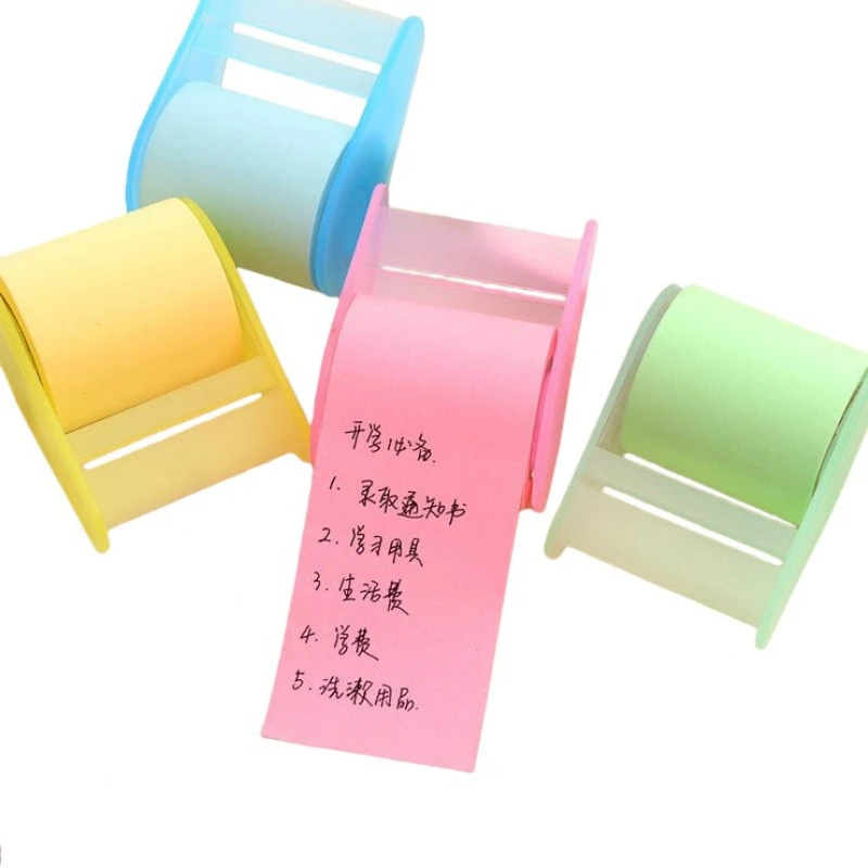 2pcs Removable Sticky Notes with Tape Dispenser - Creative Free-Stick Memo Pad for Students Message Paper Office Stationery