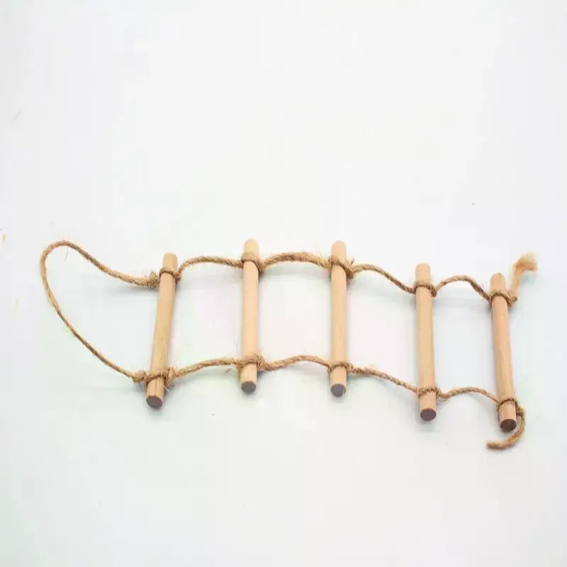 1Pcs Dollhouse Mini Wooden Hemp Rope Hanging Ladder Pet Gardening Miniature Scene Model Toys Doll House Accessories