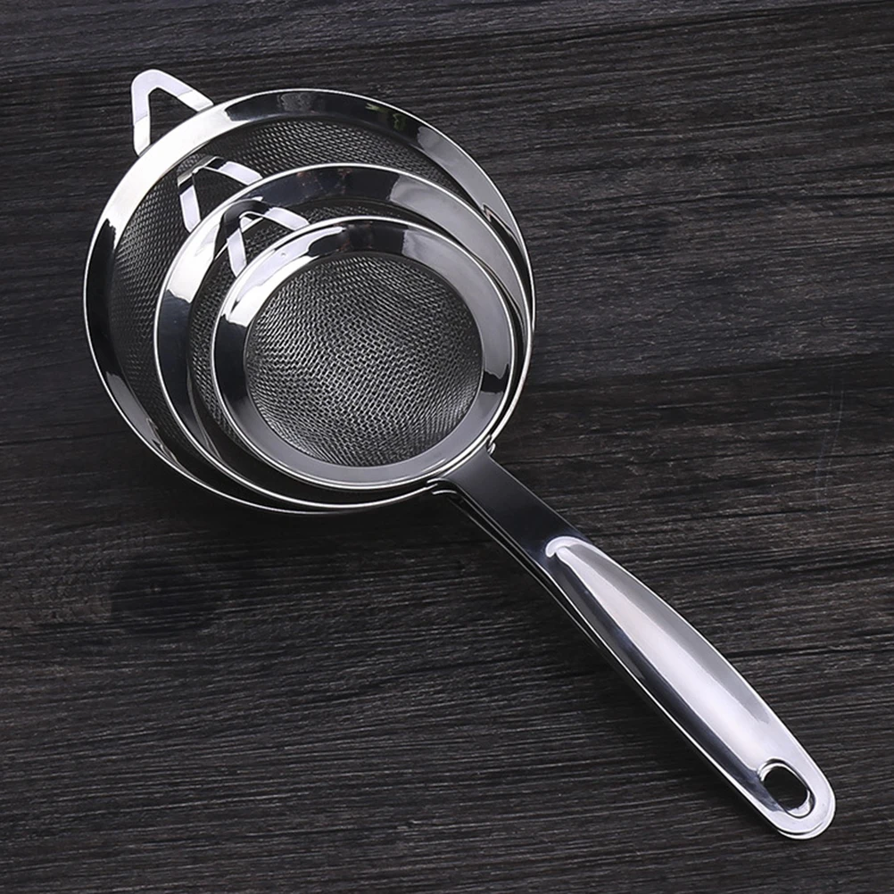 

3pcs Stainless Steel Fine Mesh Strainer Powder Sieve Flour Cocoa Tea Kitchen Tool Grain Sifter Baking Set