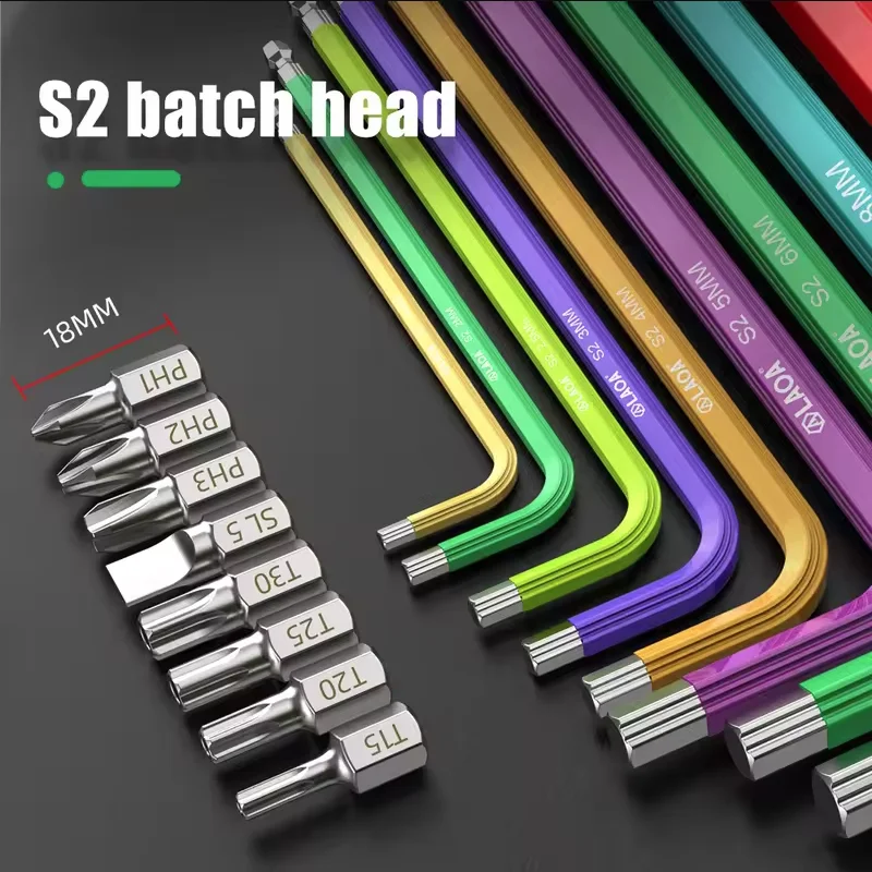 LAOA 9PC Hanging Screwdriver With an Extended Colored Hexagonal Wrench