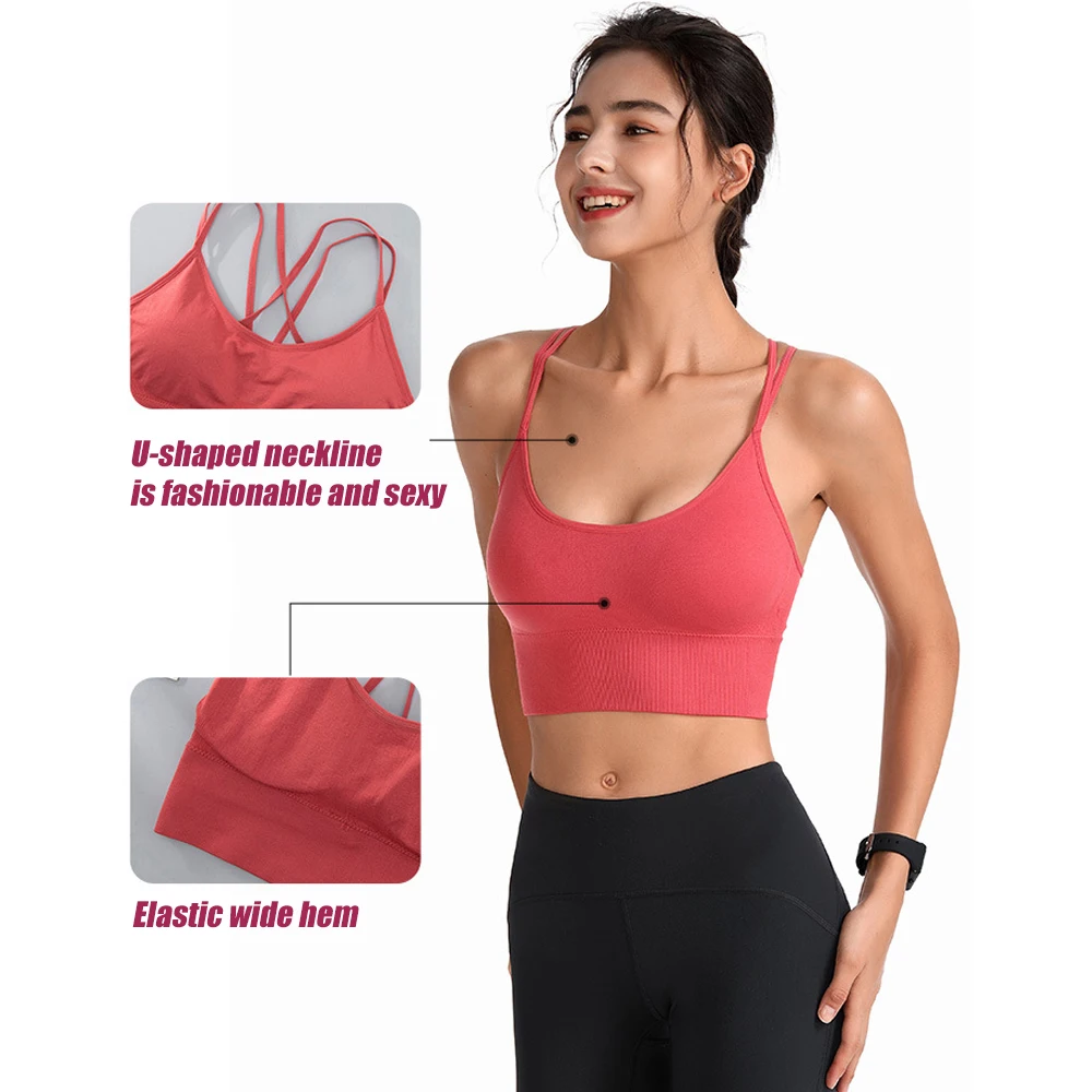 1Pcs Nylon Women Cross Back Sport Bra Sexy Top Woman Breathable Underwear Women Fitness Yoga Sports Bra For Women Gym 9 Colors