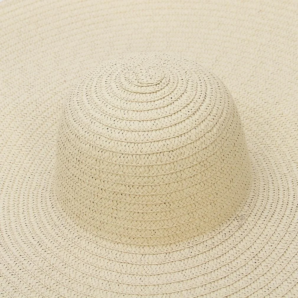 25CM Elegant Women Large Brim Sun Hat Outdoor Travel Hollow Out UV Protection Derby Hat Summer Straw Hat