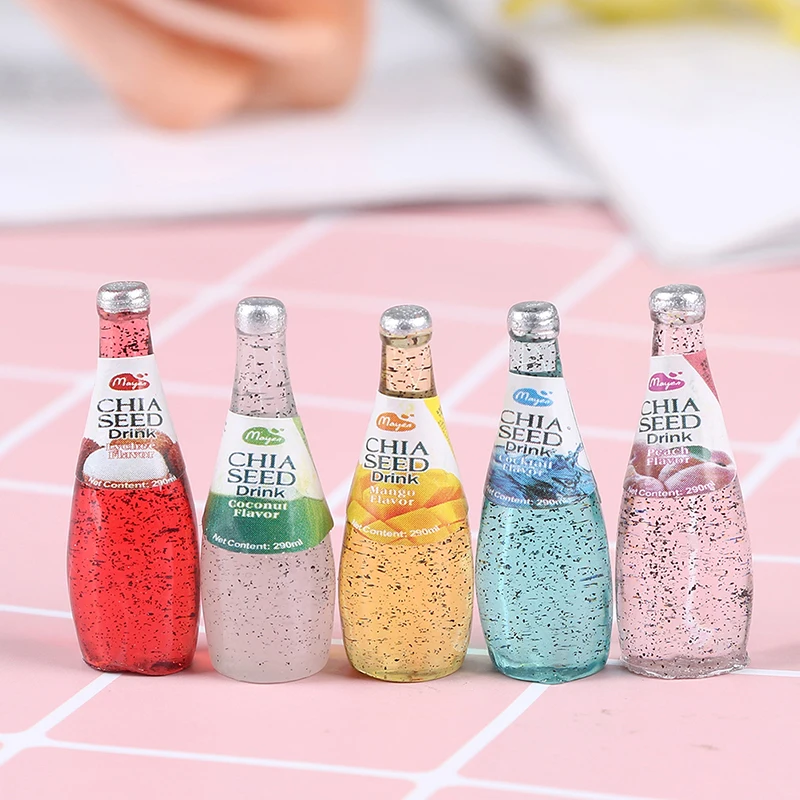 1/12 Miniature Food Mini Fruit Drink Play Doll Food Dollhouse Kitchen Toys Resin Mini Fruit Bottle Simulation Drinks Model Toys