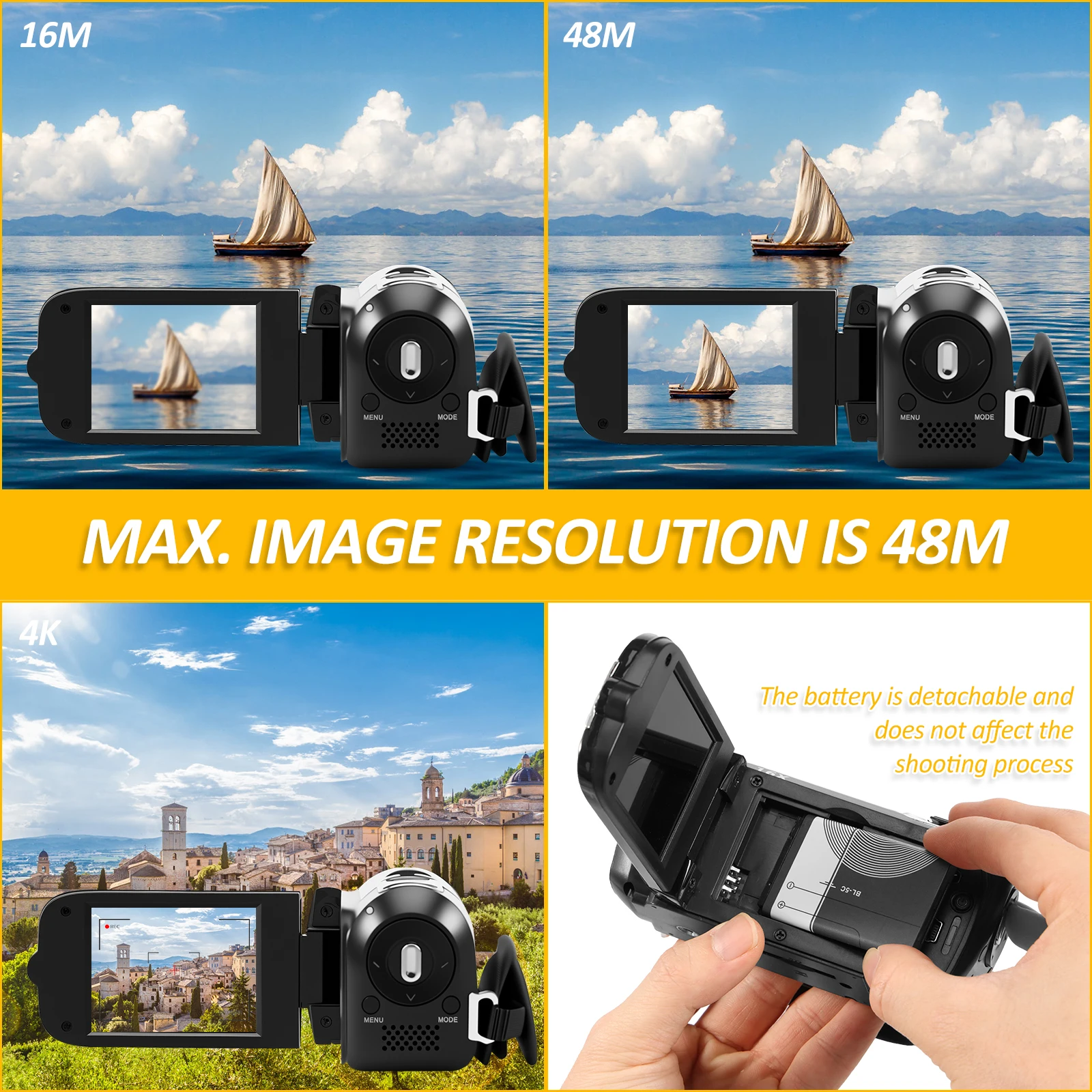 Video Camera Camcorder Retro Handheld Digital Camera with 2.7 Inches Display Screen 16X Zoom Camcorder for Home Office Outdoor