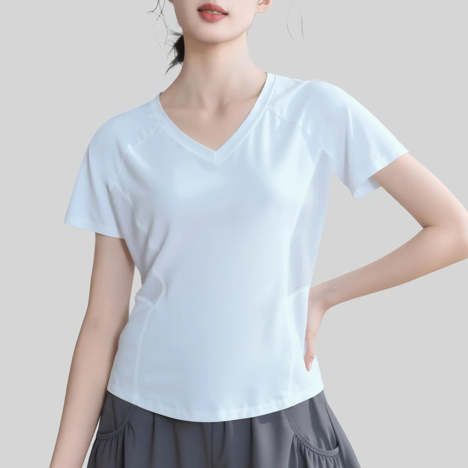 Summer New Back Mesh Style Fitness Short-sleeved Outdoor Running Sports Short-sleeved T-shirt Yoga Clothes