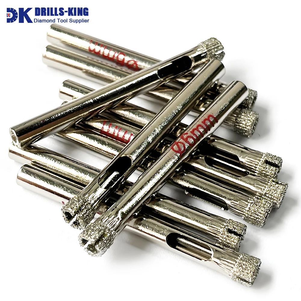 10 Pcs Diamond Drill Bit Set 6mm (1/4inch) Small Diamond Hole Saw Kit for Glass Ceramics Porcelain Ceramic Tile Marble