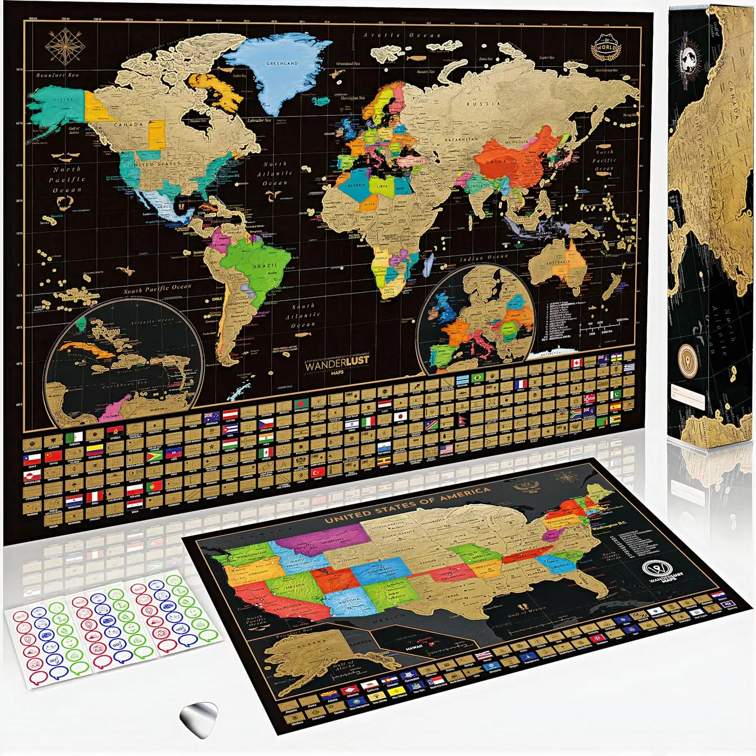 One Scratch Off Maps - Map of the World (Large size：32.5x23.4 inches)- Deluxe Scratch-Off Travel Posters for Adults,