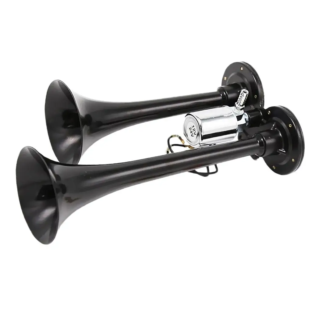 Trumpet Train Air Horn 150db for Any 12V/24V Car Vehicles - Black