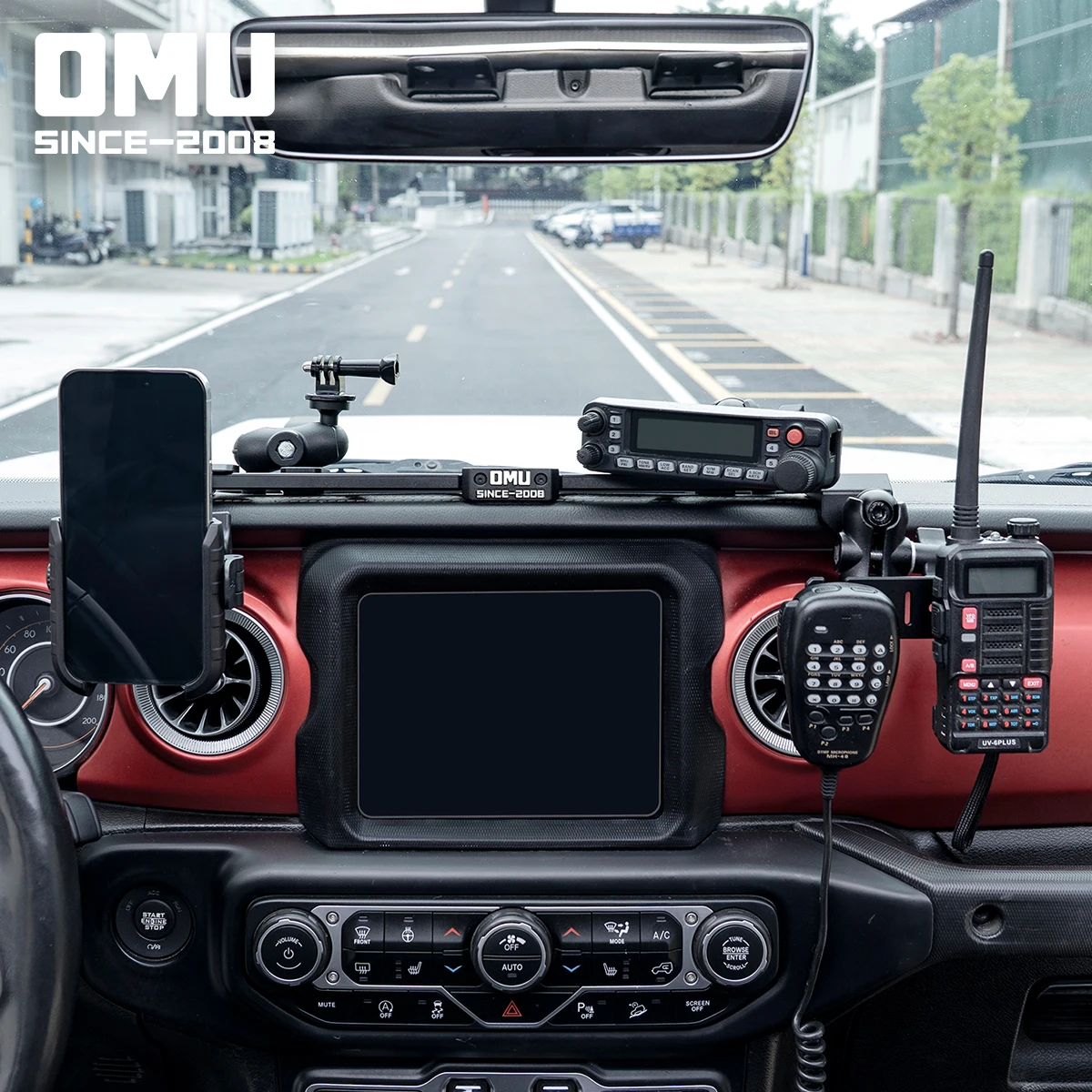 OMU Center Console Multi-Function Rail Mount,No-Drilling Installation,for Phone/Radio/GoPro–for Jeep Wrangler JL/JT