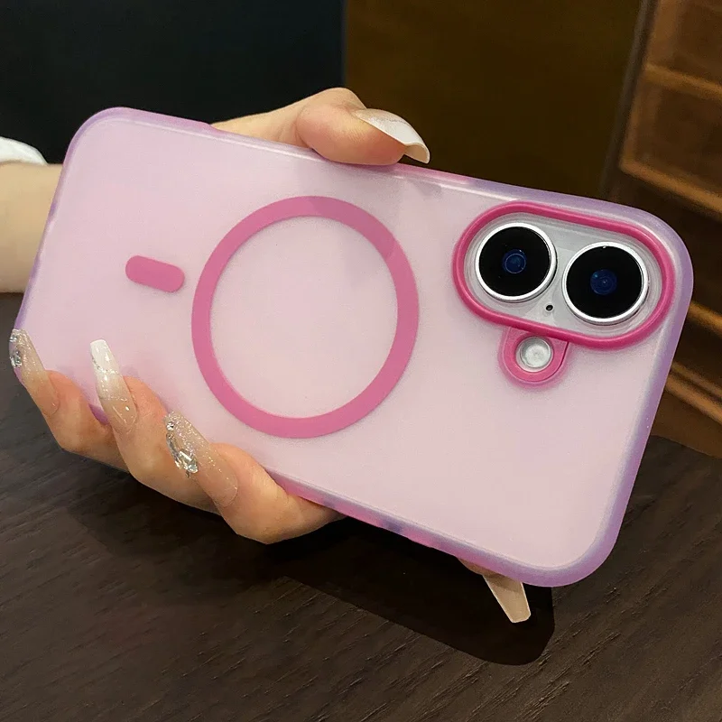 iPhone 11 12 13 14 15 16 Pro Max Plus 소프트 실리콘 마그네틱 범퍼 얇은 커버 용 Magsafe 매트 케이스 용 고급 반투명