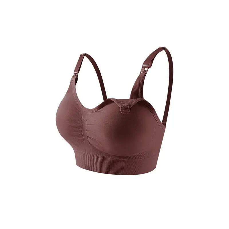 BEDW-Women's Front Rupled Clip Down Back Hook Maternity Wireless Feeding Bra