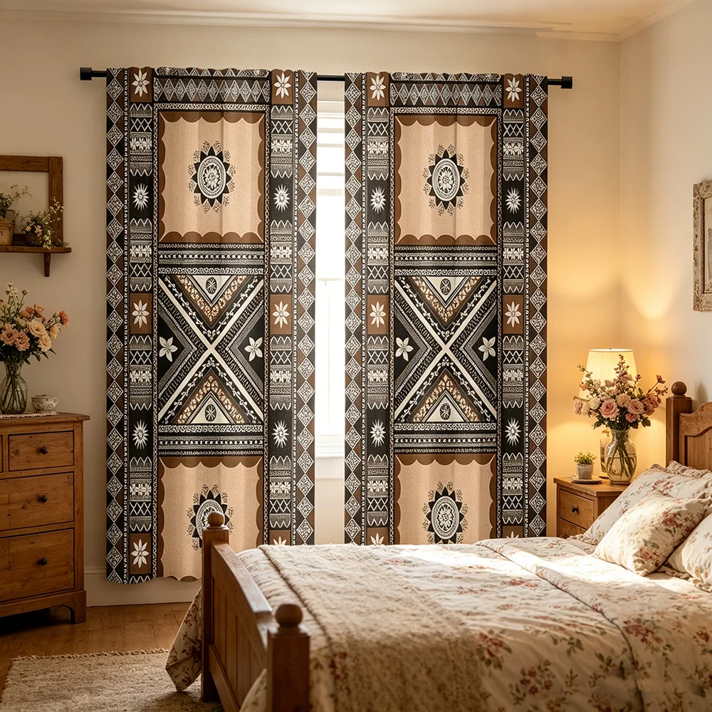 2PCS Digital Printed Curtains, Western Pattern Cowboy Country Style, Window Treatments for Living Room Bedroom Home Decoration