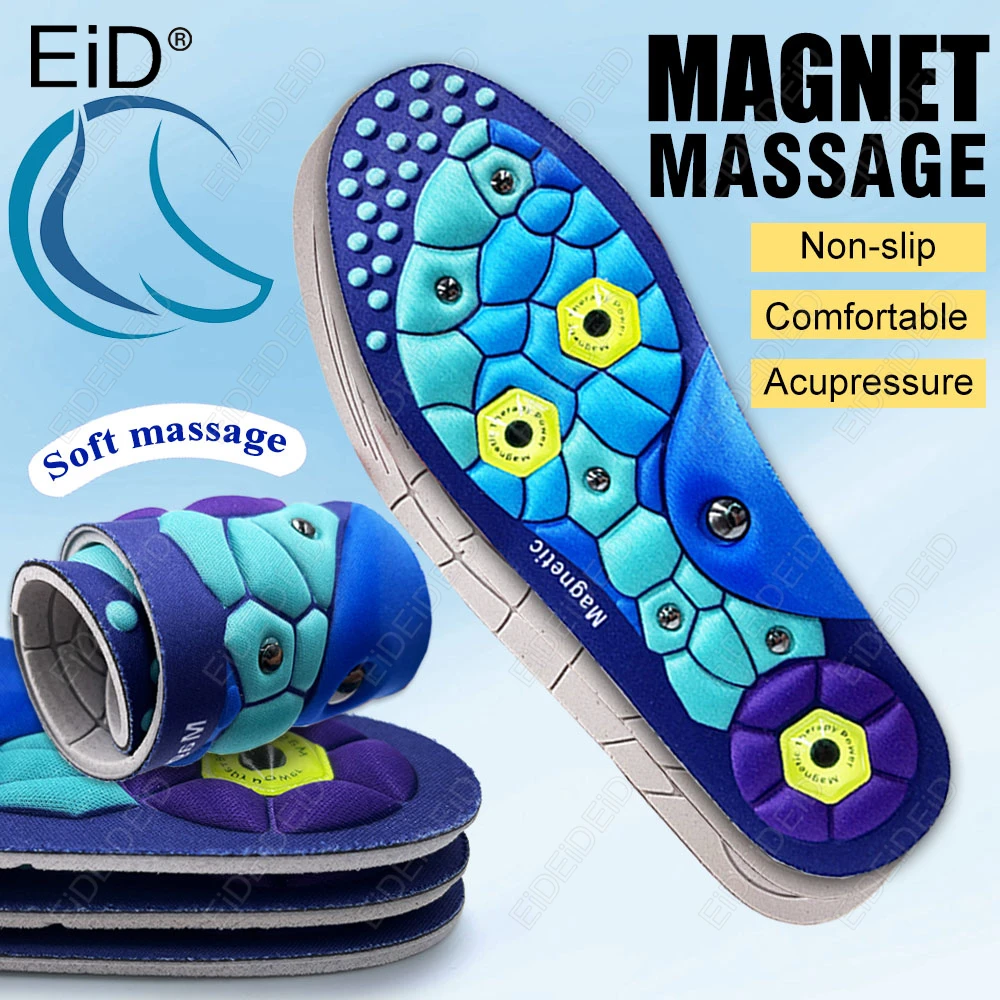 1/2 Pairs العلاج بالابر العلاج المغناطيسي النعال مكافحة التعب تدليك القدم قوس دعم الرياضة الرعاية الصحية النعال للرجال والنساء