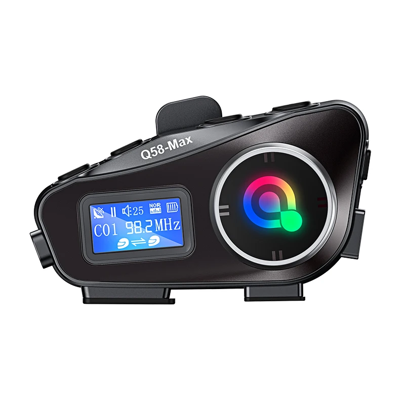

Coralme Q58MAX Motorcycle Helmet Mixing Intercom Helmet bluetooth Headset with 300m Double Intercom Helmet Headset with LCD Disp