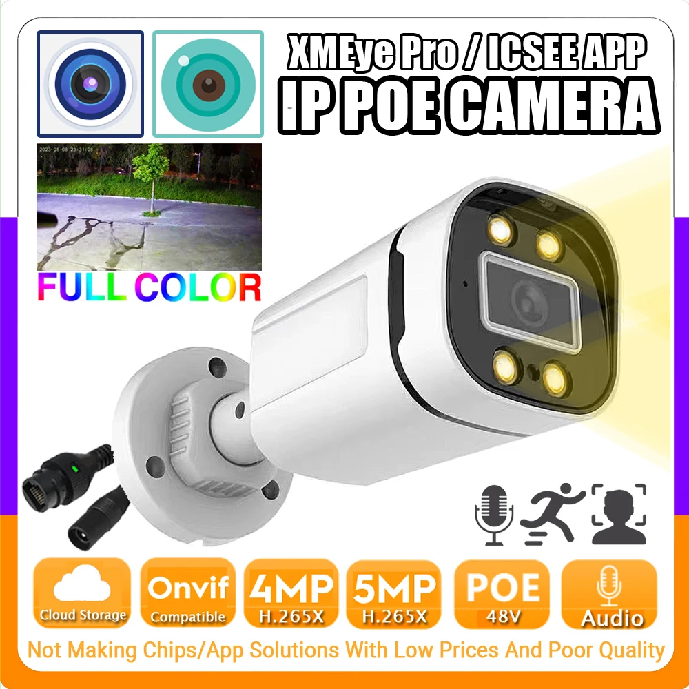 camera impermeavel onvif ai face e deteccao de movimento audio colorido ip poe 5mp 4mp noite h265 hd mic digital xmeye 01