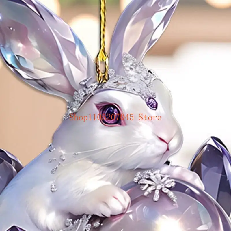 37cd Acrylic Rabbit Hanger Pendant for Car Interior Decoration Fashionable
