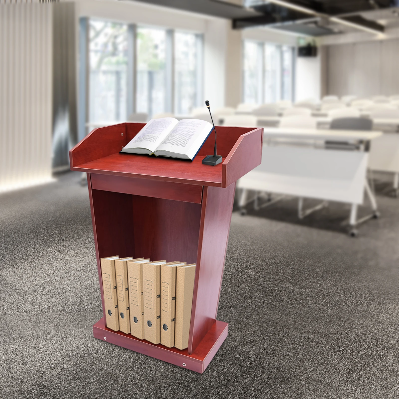 Presentation Stand for Office Church Paint-Free Wooden Church Classroom Lecture Stand Stable Structure Raised Edges