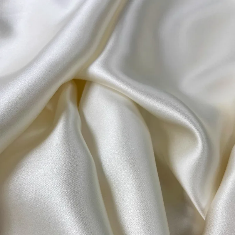 19 Mmi  White Silk Plain Crepe Satin 100% Mulberry Silk Chinese Style Silk High Quality Clothing Fabric Shirt Pants Dress