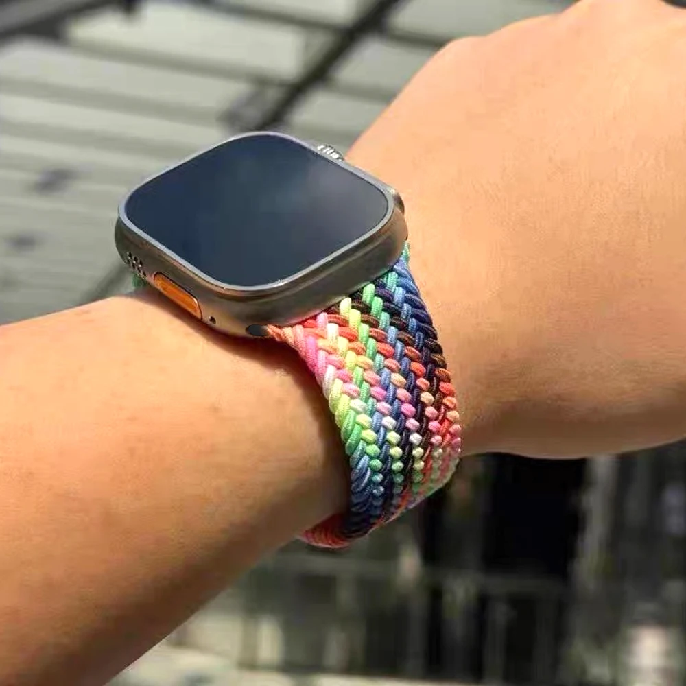 Anello solo intrecciato per cinturino Apple Watch 45mm 44mm 42mm Ultra 49mm 40mm 38 41mm braccialetto in nylon serie correa 10 9 8 7 SE 2 6 cinturino