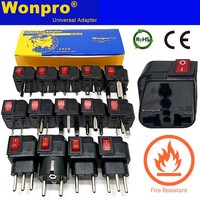 Universal Plug Adapter For UK/US/AU/EU/CN/Schuko Plug AC250V 10A-16A With On/Off Main LED Switch Wonpro WSA Series