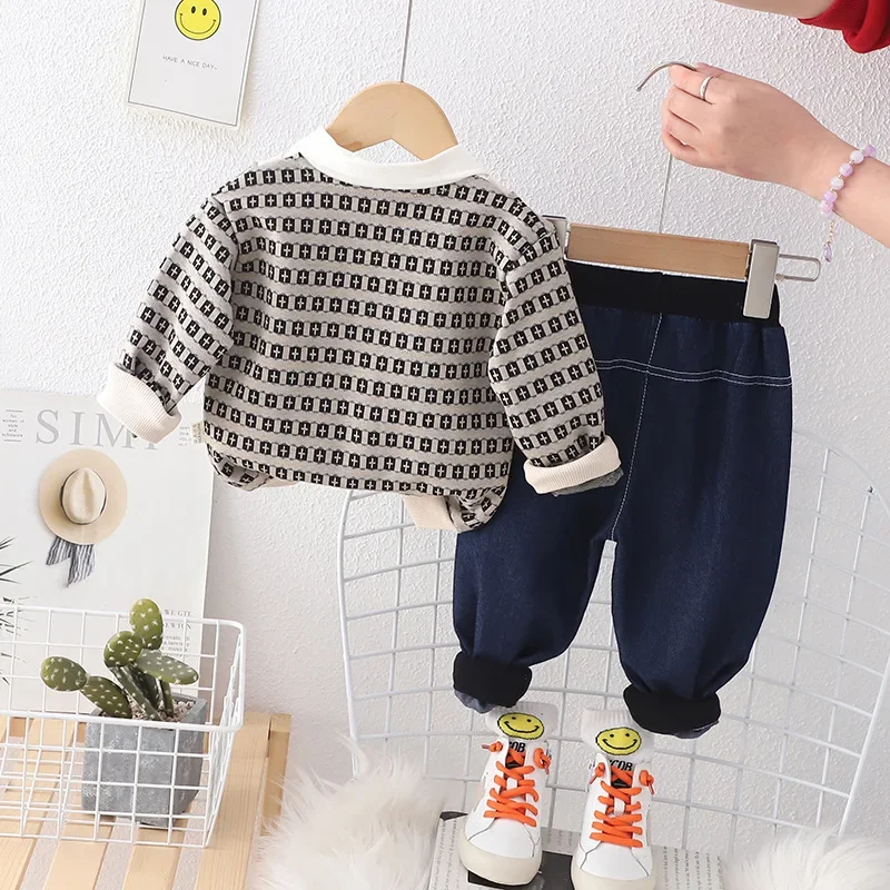 Toddler Outfits 2023 Spring Autumn 1-5T Casual Cardigan Coats + T-shirts + Pants Baby Boys Tracksuits Kids Bebes Jogging Suits