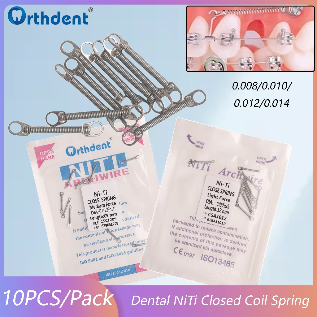 

10Pcs/Pack Dental Closed Coil Spring NiTi Alloy Orthodontic Brackets Arch Wires Teeth Treatment Torque Elastic Dentist Material