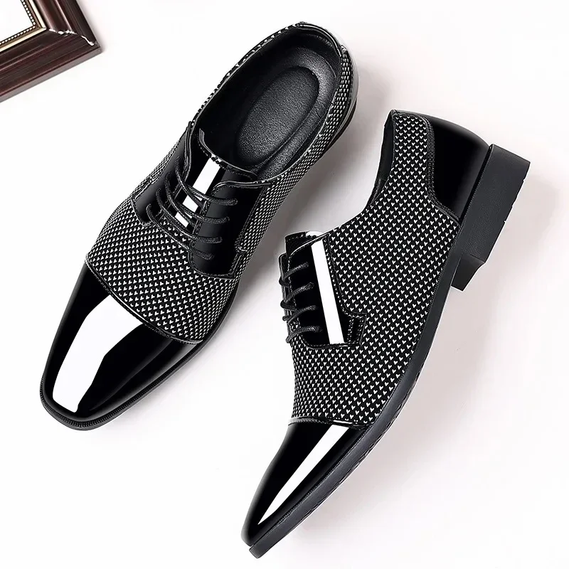 Men Dress Shoes For Men Oxfords PU Leather Shoes Lace Up Formal Black Leather Wedding Party Shoes Casual Luxury Brand Men\'s 2024