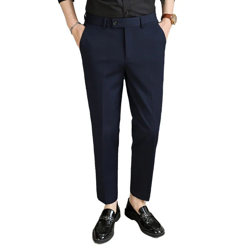 Men's Premium Slim Fit Trousers Spring Summer Fashion Trendy Business Casual Tapered 9-points-pants Commuter Office Work Wear