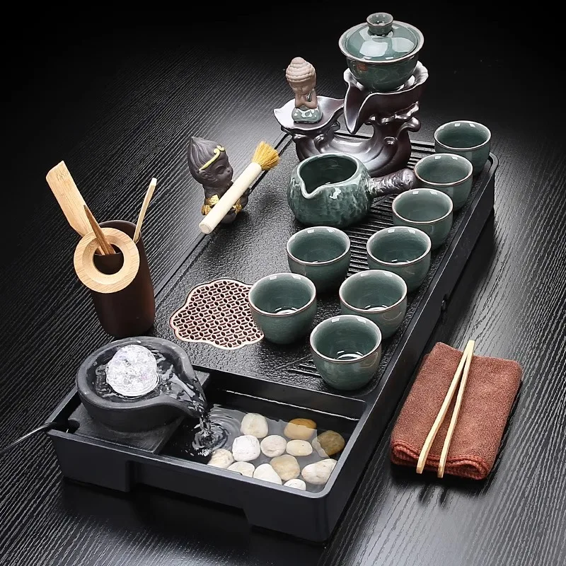 Flowing Water Tea Tray Purple Clay Tea Set Household Kung Fu Teapot Gaiwan Tea Cup Office High-end Small Tea Sea Tea Cup view 3