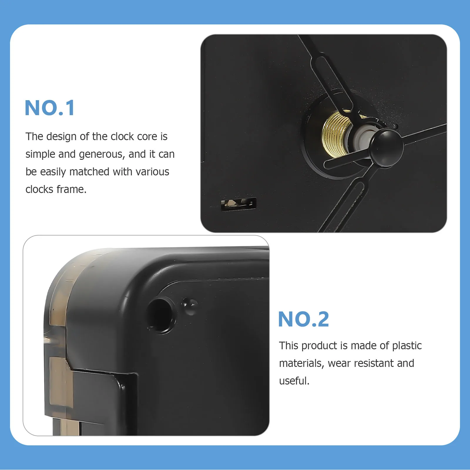 

1 Set Diy Movement Kit For Wall Clock Repair Plastic Replacement Mechanism With Clock Hands, Repair Parts Precision Movement