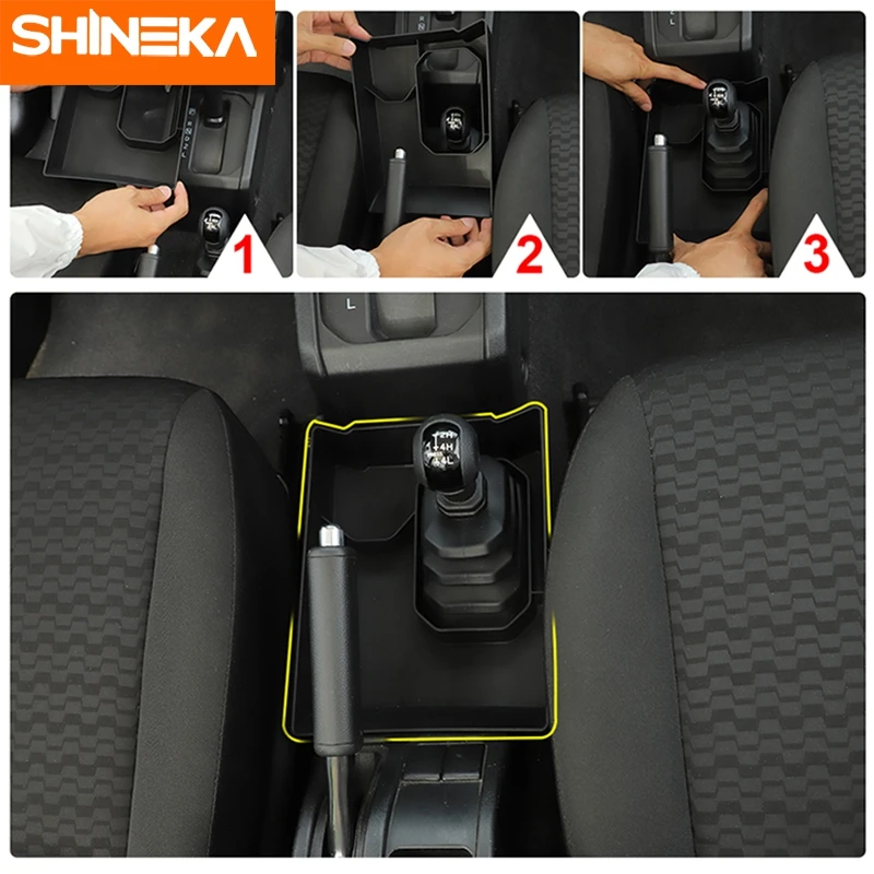 SHINEKA Car Gear Shift Storage Box Organizer Tray For Suzuki Jimny 2019 2020 2021 2022 2023 Interior Accessories Stowing Tidying