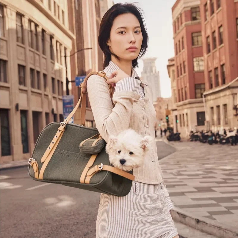 FurStarSummer Retro Denim Pet Tote Bag Small Dog Portable Breathable Fashion Outing