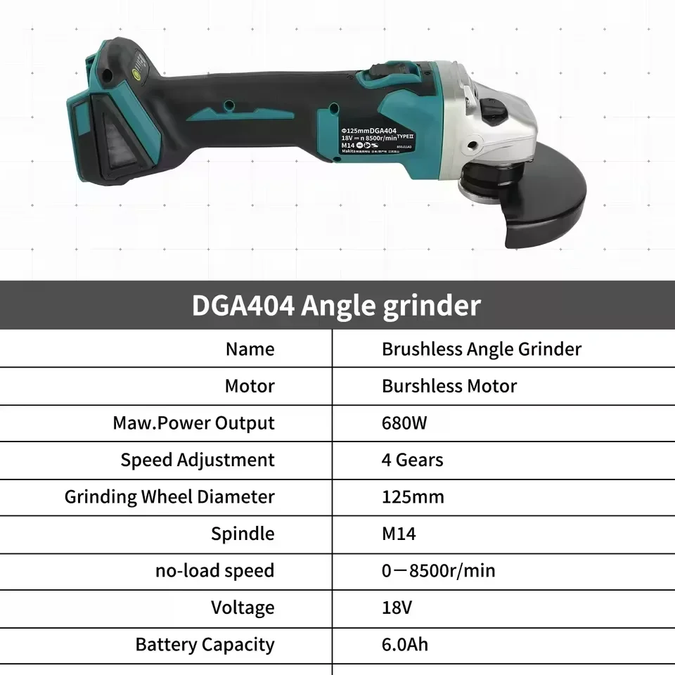 

NEW Cordless angle grinder brushless motor brushless angle grinder cutting/grinding/polishing For Makita 18v Battery Pins
