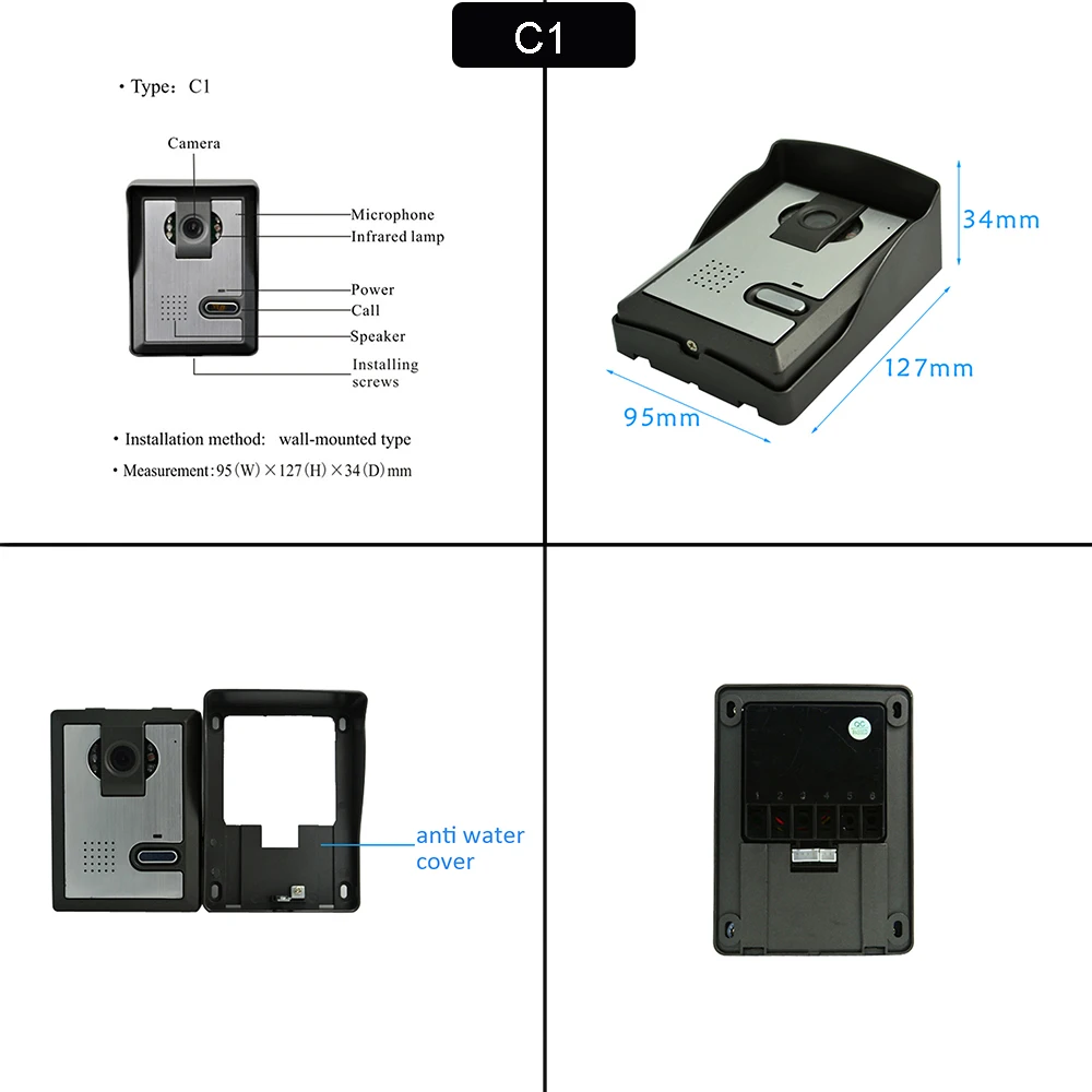 1 Set Video Deurbel Met 7 "Kleur Touch Panel Display Wired Deurtelefoon Intercom Systeem Gebruik Rfid Card unlock