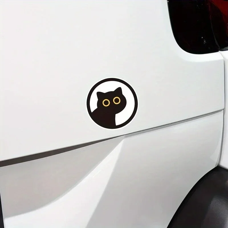 1PC/2PCS entzückende schwarze Katze Aufkleber, niedlicher Cartoon-Vinyl-Aufkleber für Auto, Motorrad, wasserdichte Dekoration für Katzenliebhaber, Express