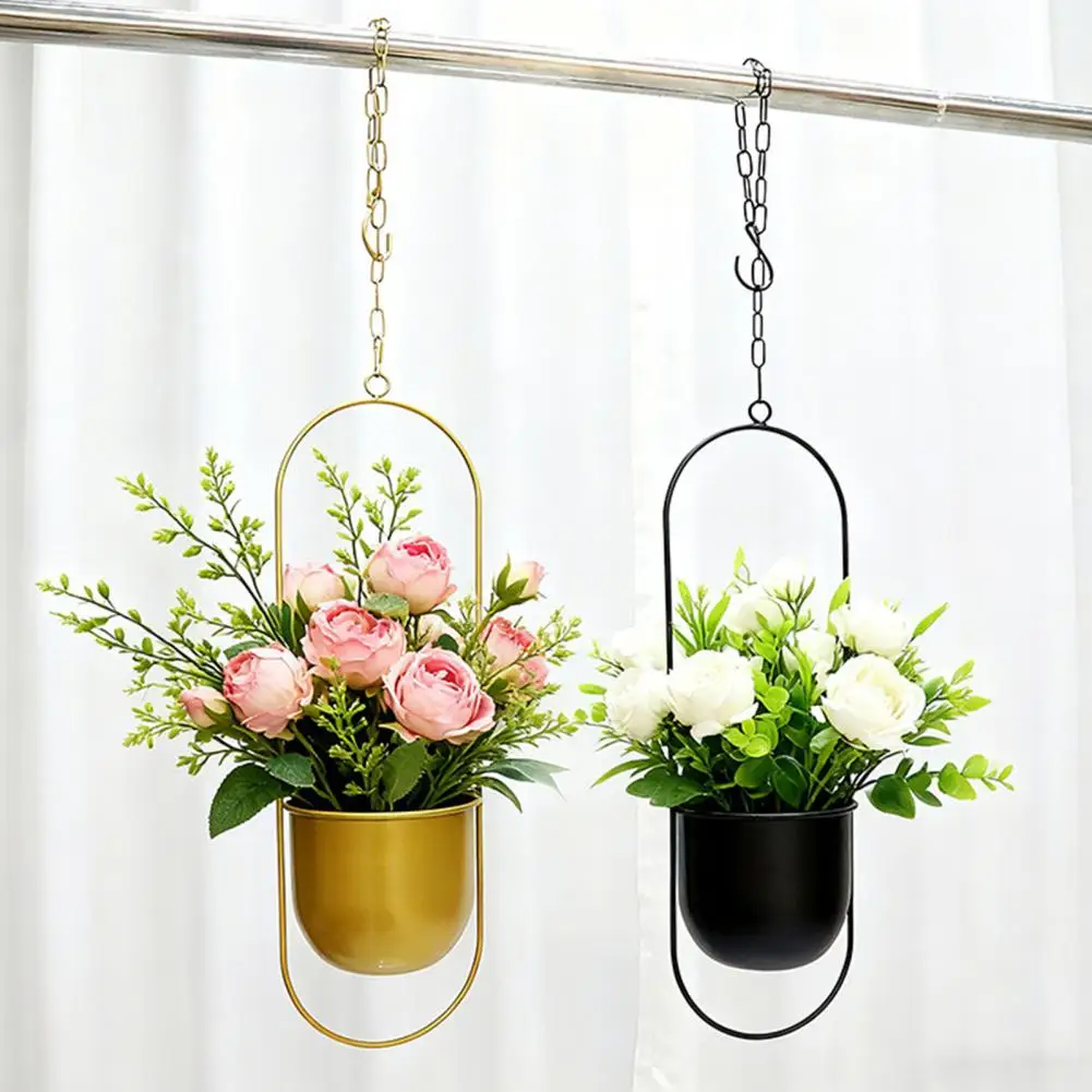 Hanging Flowerpot Multi-level Plant Hanger Modern Hanging Planter Geometric Iron Flowerpot with Chain Wall Ceiling Plant Holder