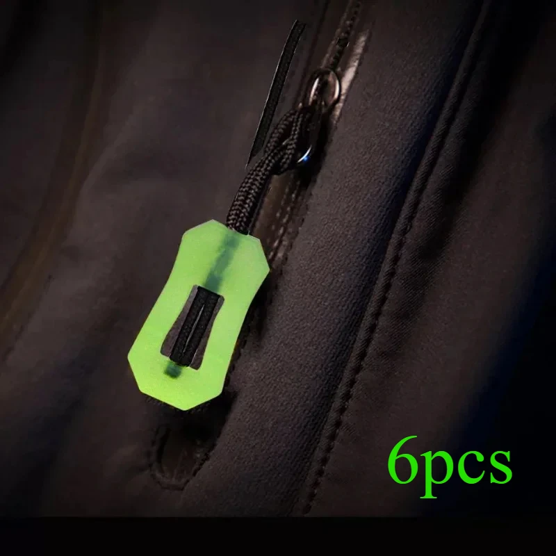 3/6Pcs Luminous Zipper Pull Rope Glow in The Dark Zipper Head Anti-lost Backpack Clothes Jackets DIY Repair Kit Sewing Tool