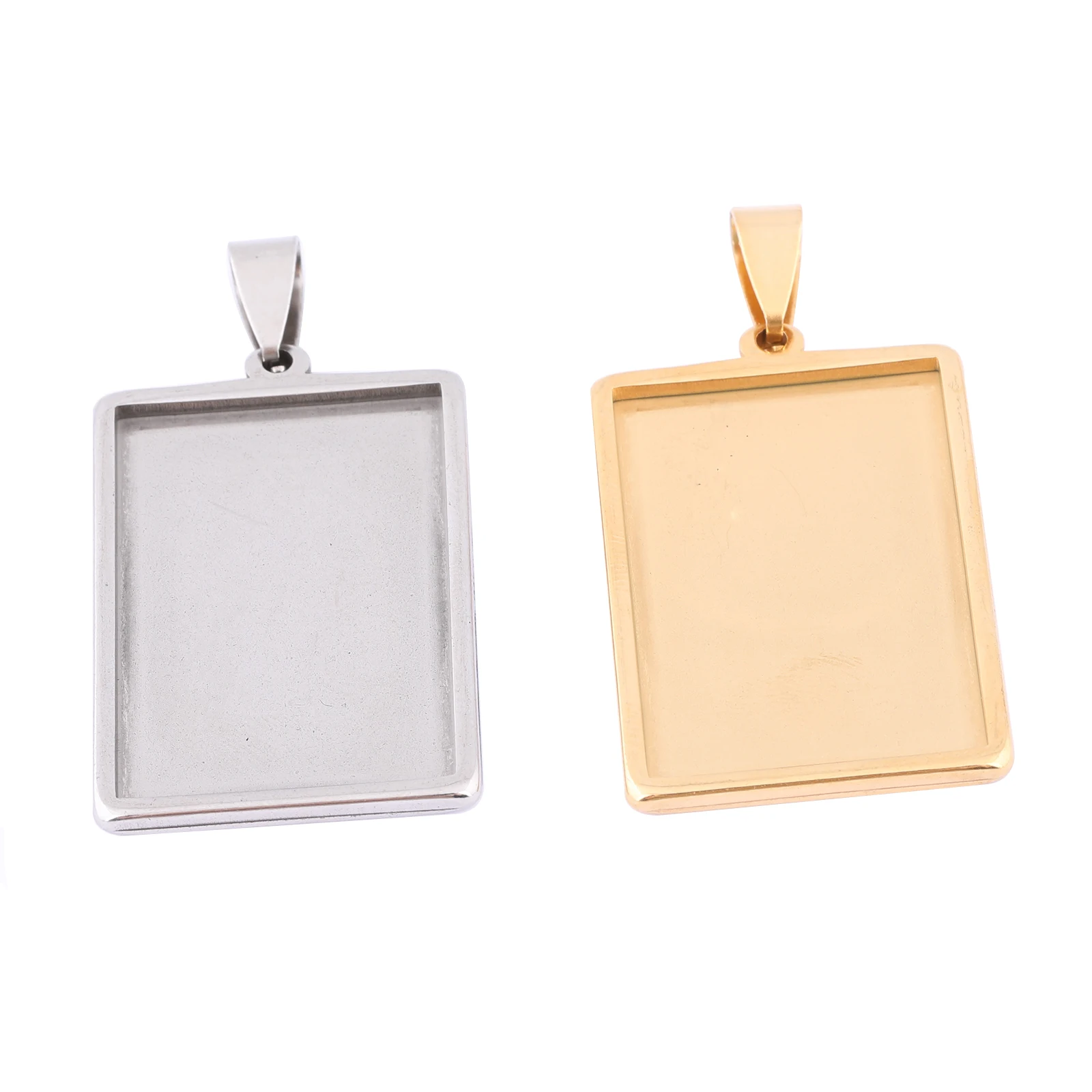 5 sztuk ze stali nierdzewnej Fit 20x30mm prostokątny wisiorek kaboszonowy podstawa ustawienie tace Diy Bezel naszyjnik wykroje do tworzenia biżuterii