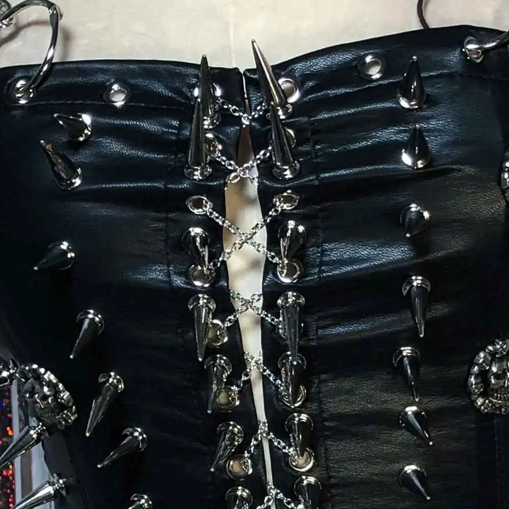 

Eco Harajuku E-Girls DIY Hand Made Punk Rock Studded Gothic Digital Emo Goth Teen Kawaii 2026 Y2K Vegan Leather TOPS 90s Grunge