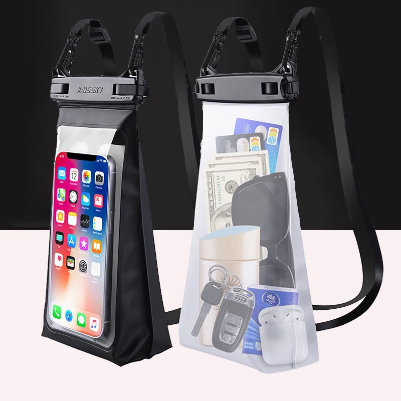 3D Waterproof 7 Inch Universal Phone Bag Touchscreen Swimming Bag Takeaway Drifting Boating Phone Case Holder Pouch Cover