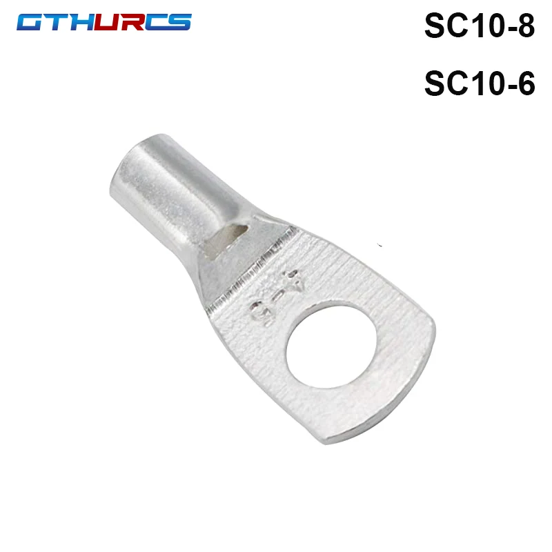 5/10PCS SC 10-6 10-8 10mm Wire Nose Terminal Crimp Cable END Connector SC10 Bare Copper Battery Block Lugs Hole 10mm Wire SC