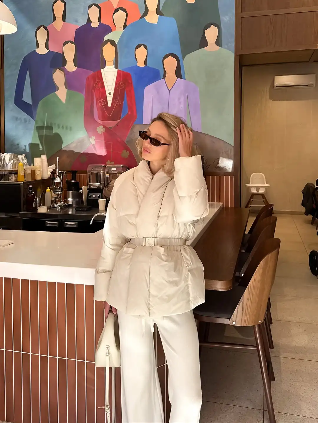 Lapel Lace Up Cotton Coat Lady Chic Solid V-neck Full Sleeve Pocket Loose Jacket Women Casual Winter Daily Commute Street Coats