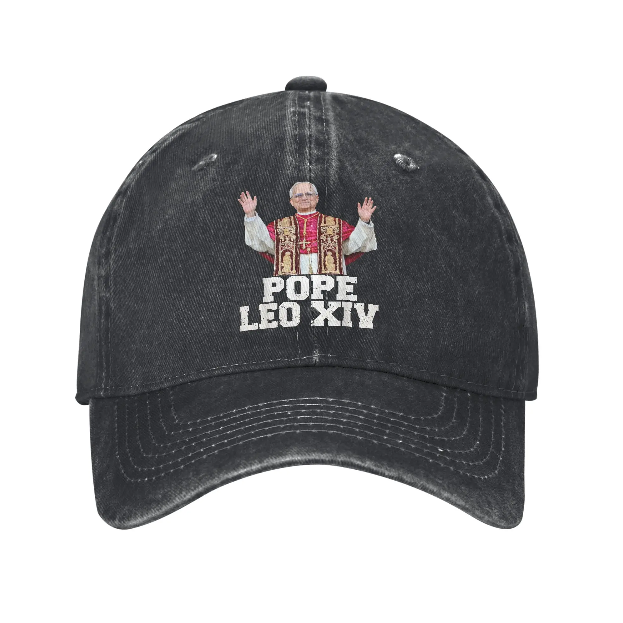 

Summer Pope Leo XIV Baseball Cap Sun Sun-Proof Print Washed Trucker Hat Unisex Men Fashion Outdoor Sports Snapback Cap