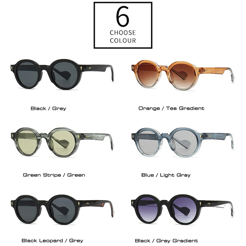 SO&EI Ins Popular Fashion Round Sunglasses Women Punk Rivets Gradient Shades UV400 Men Retro Brand Designer Sun Glasses