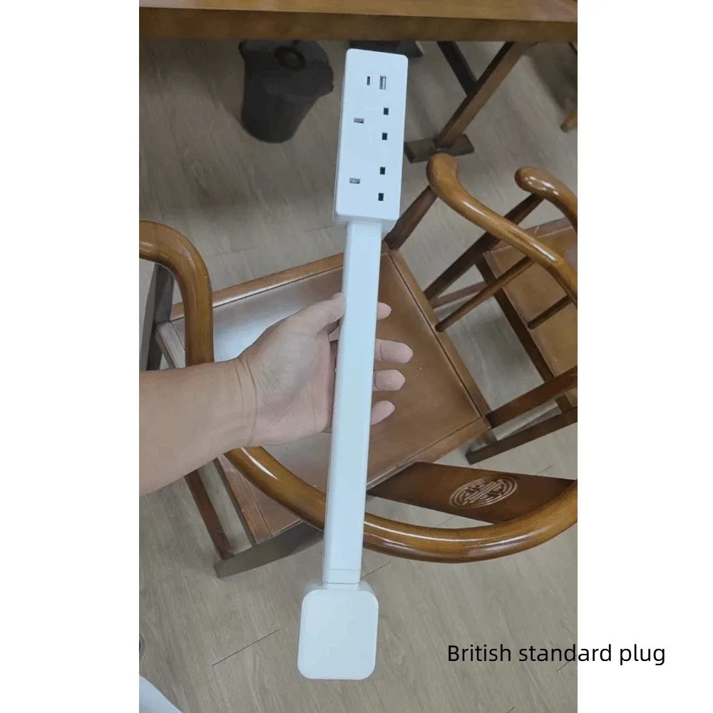 

Rotates 180° Electrical Outlet Extender White Adjustable Length Flat Plug Power Strip Punch-free Power Socket Expander