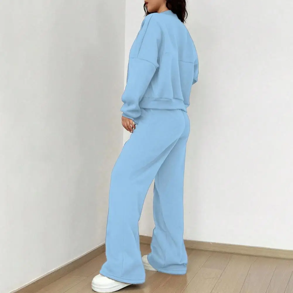 Winter Sweat Suit Set Pink Women Zipper 2 Two Pieces Outfit Pants Casual Loose Winter Warm Tracksuits Sport Women Lounge Set