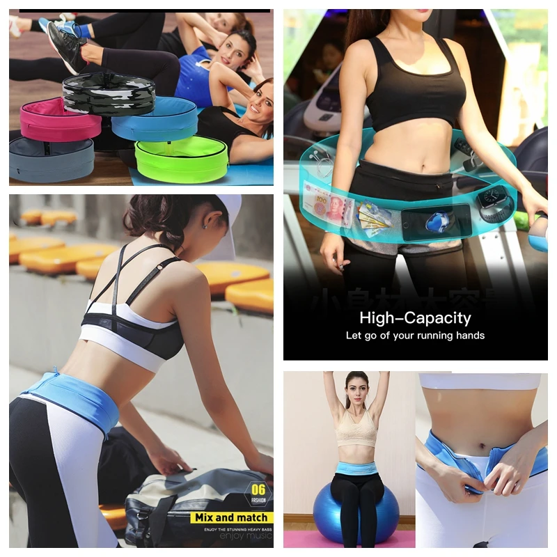 Invisible Gym Running Waist Bag Lightweight Marathon Yoga Belt Fanny Pack 7 inch Zipper Pocket Fitness Sport Phone Pouch