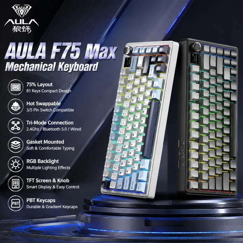 aula-f75-max-mechanical-keyboard-75-layout-tri-mode-wireless-rgb-gaming-keyboard-hot-swappable-gasket-mounted-tft-screen-knob