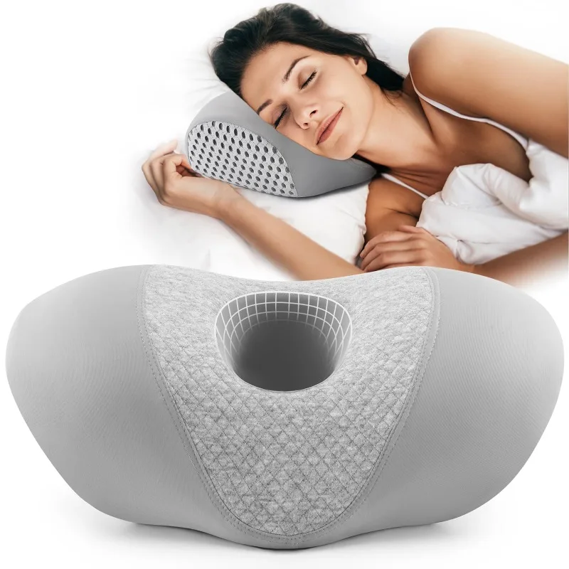 Ear Piercing Pillow for Side Sleepers with an Ear Hole for CNH & Ear Pain Ear Inflammation Pressure Sores, Ear Guard Pillow